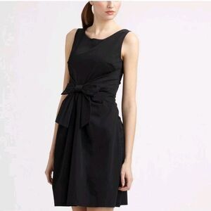 Kate Spade Black Satin Jillian Dress Sheath Bow Sleeveless Sz 8